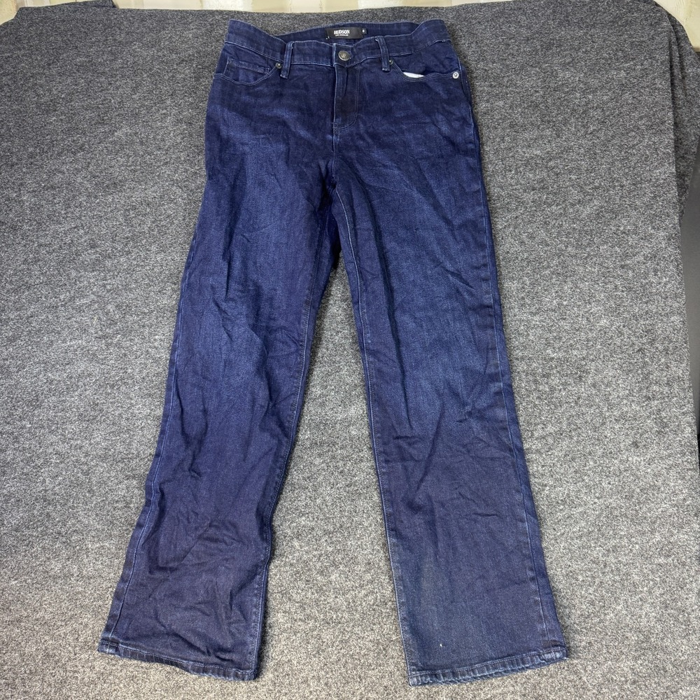 Hudson Los Angeles Jeans Womens 8 Dark Blue Denim Stretch Straight Leg Zip Fly